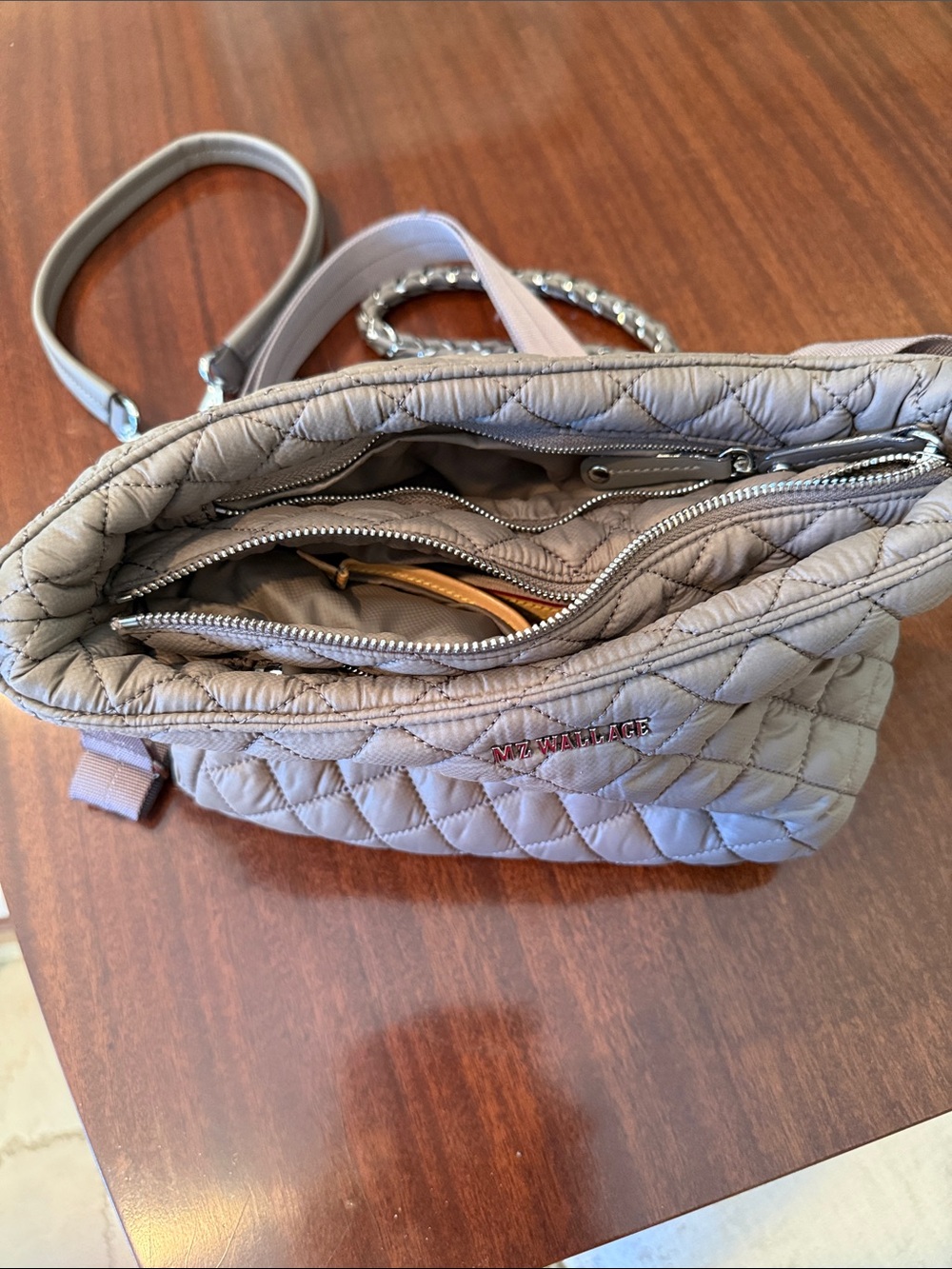 MZ Wallace Quilted Nylon Crossbody in Light Taupe - Picture 4 of 7